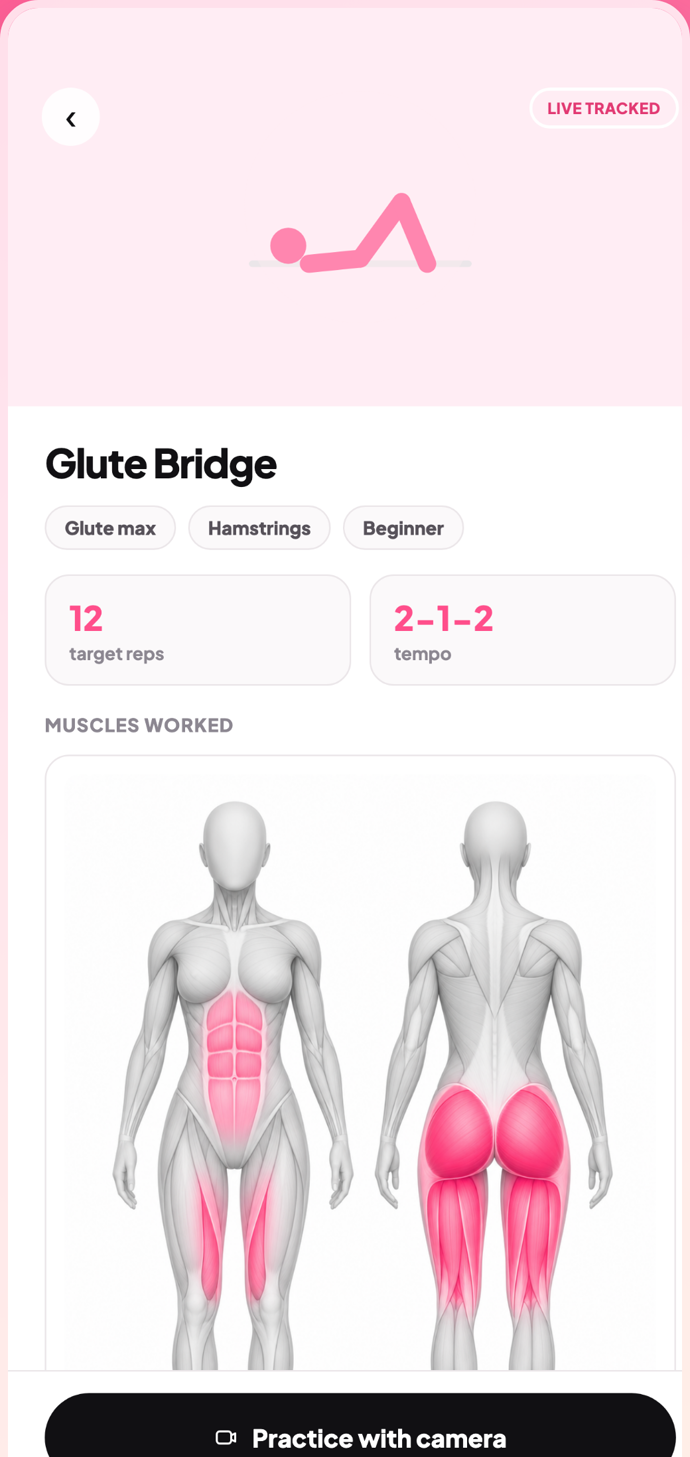Butt Lift counting a glute bridge and scoring its form