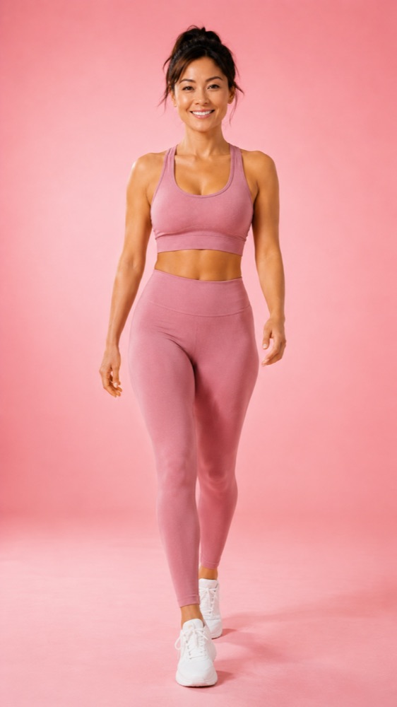 Woman in pink activewear ready to train